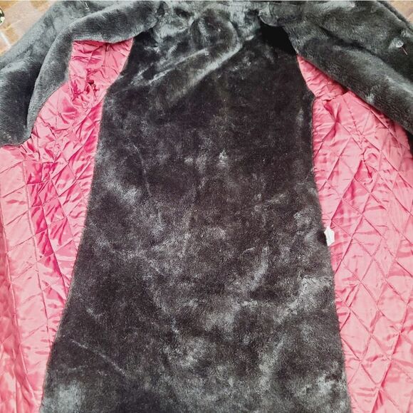 Vintage 1970s Mob Wife Mauve Pink Faux Fur Quilted Lining Winter Coat - Picture 13 of 17